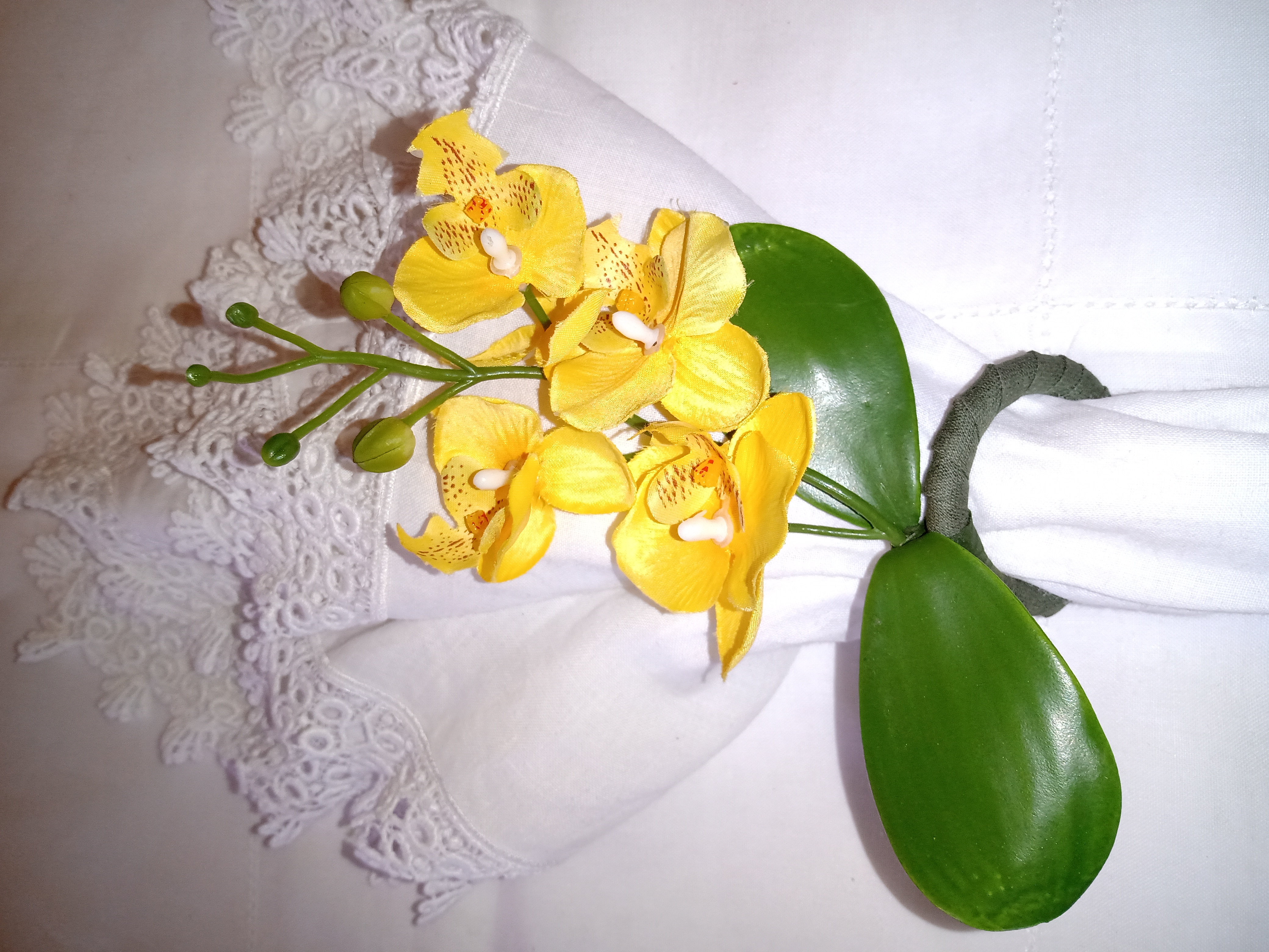 PORTA GUARDANAPO ORQUIDEA AMARELA 